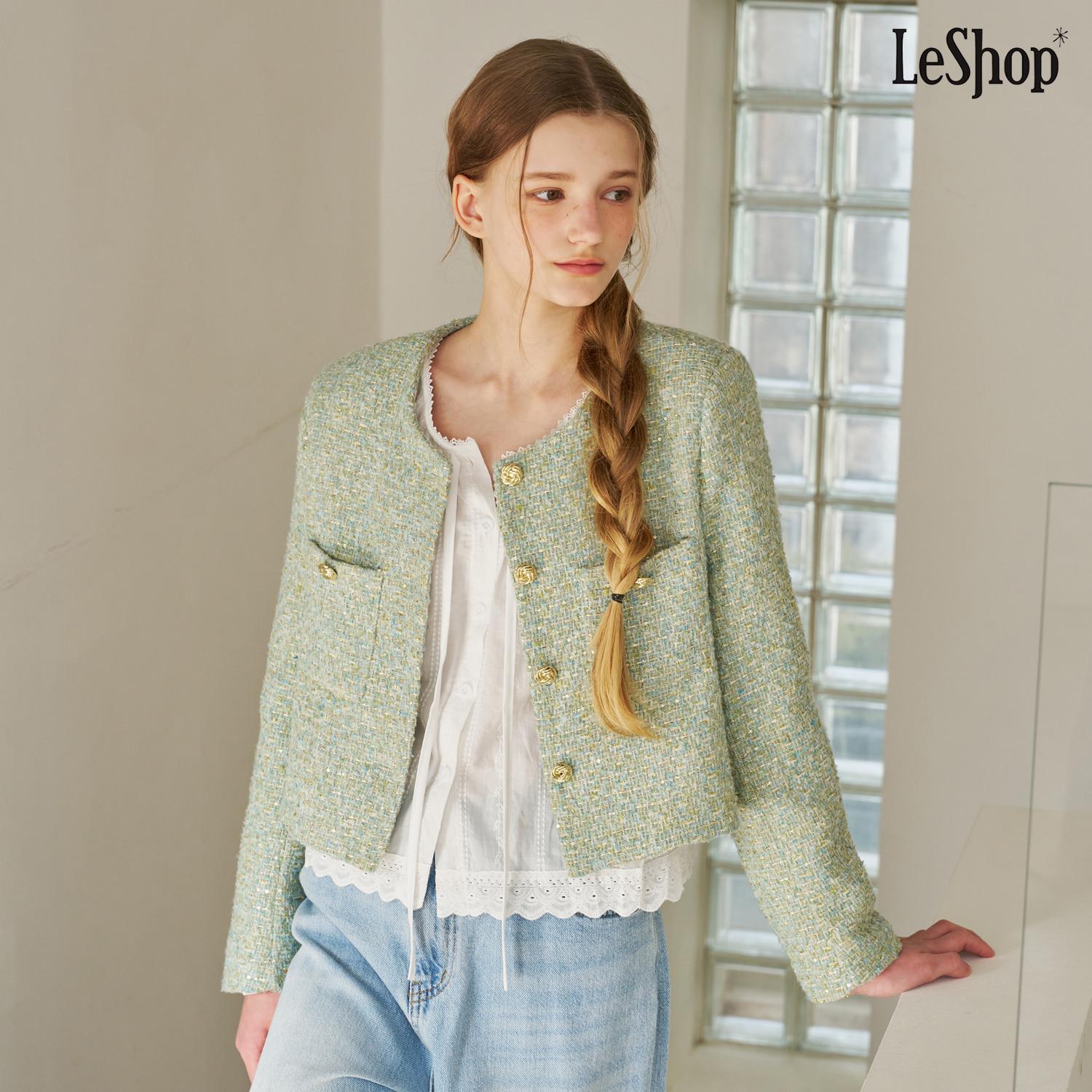 르샵 GOLD BUTTON POINT LOVELY TWEED JACKET DQ1JK003A