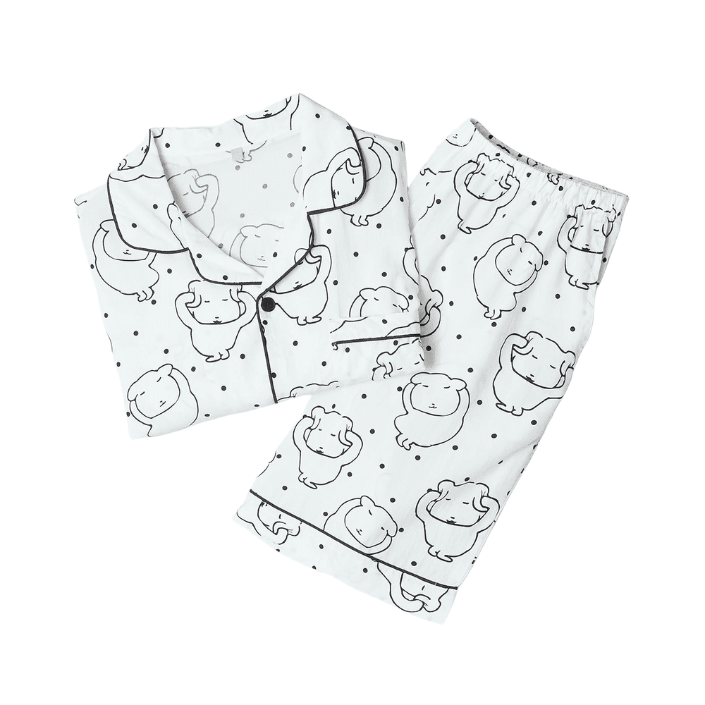 SPAO GANADI かわいい子犬キャラクター 夏用半袖パジャマ