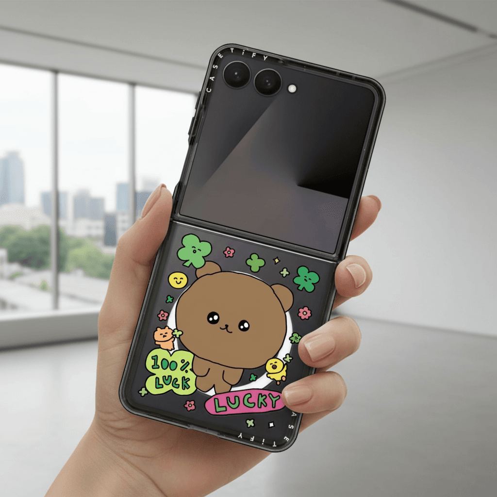 CASETiFY 최고심 굿즈 케이스 키덜트 폰꾸 범퍼 하드 케이스 행운 100, 갤럭시Z 플립7