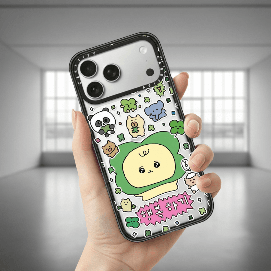 CASETiFY 최고심 굿즈 케이스 키덜트 폰꾸 범퍼 하드 케이스 Be Happy, 아이폰12 프로 맥스