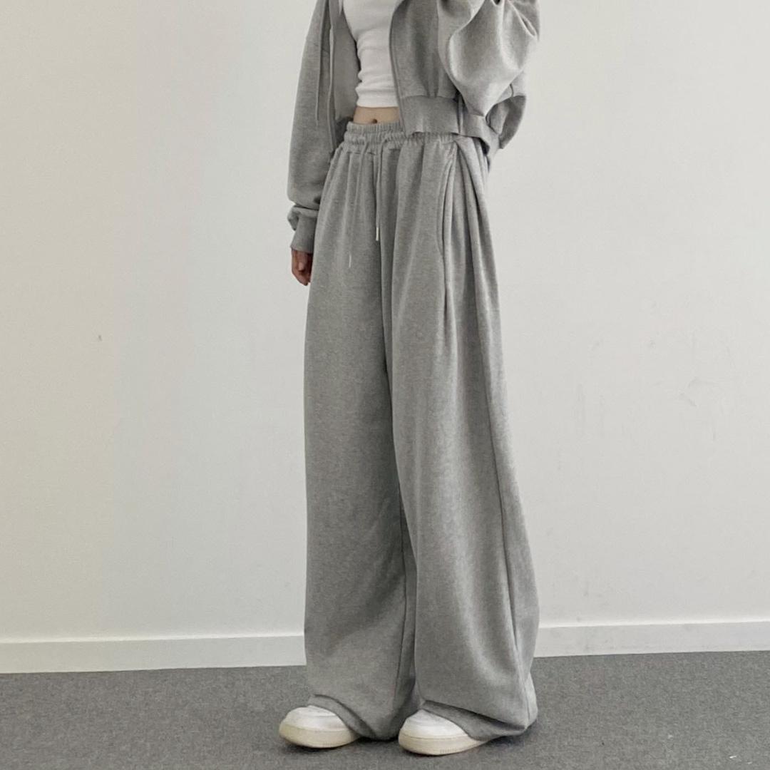 きれいなシルエット サイドタック ストリート サイド プリーツ タック ワイド トレーニングパンツ 4color