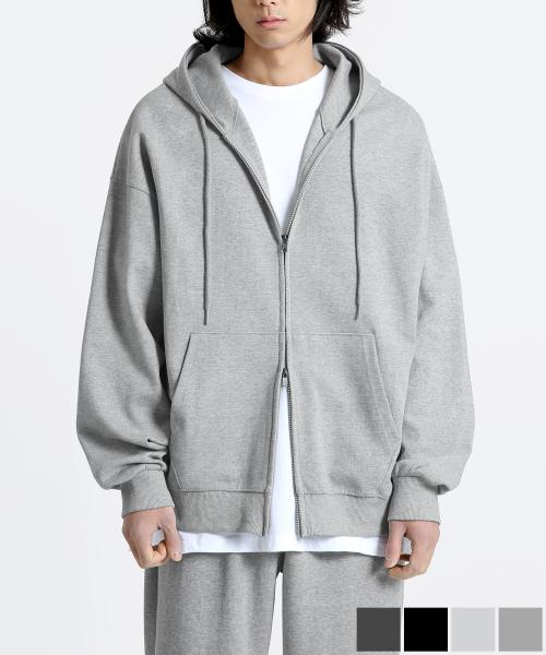 [BRANSON] Essential オーバーフィット 2Way ジップアップパーカー BR550