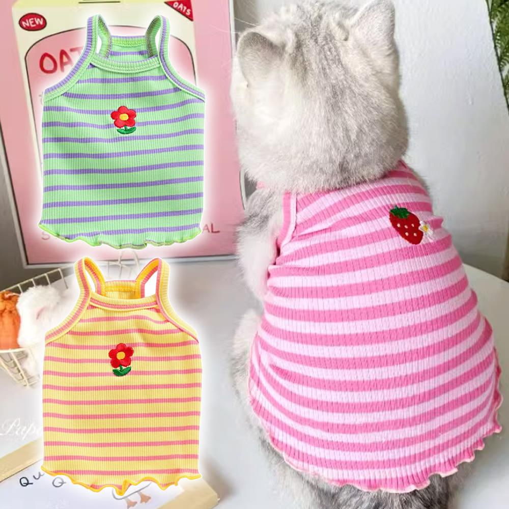 猫服 猫用ベスト 専用ストレッチ サマースリーパー 室内着 ビビッド 伸縮性 ノースリーブ ピンク