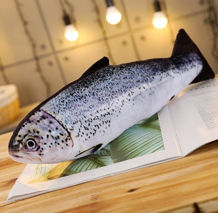 ワンワンちゃんバタフライちゃん 猫用 魚型クッション ぬいぐるみ キャットニップ 魚型ぬいぐるみ サーモン 20cm