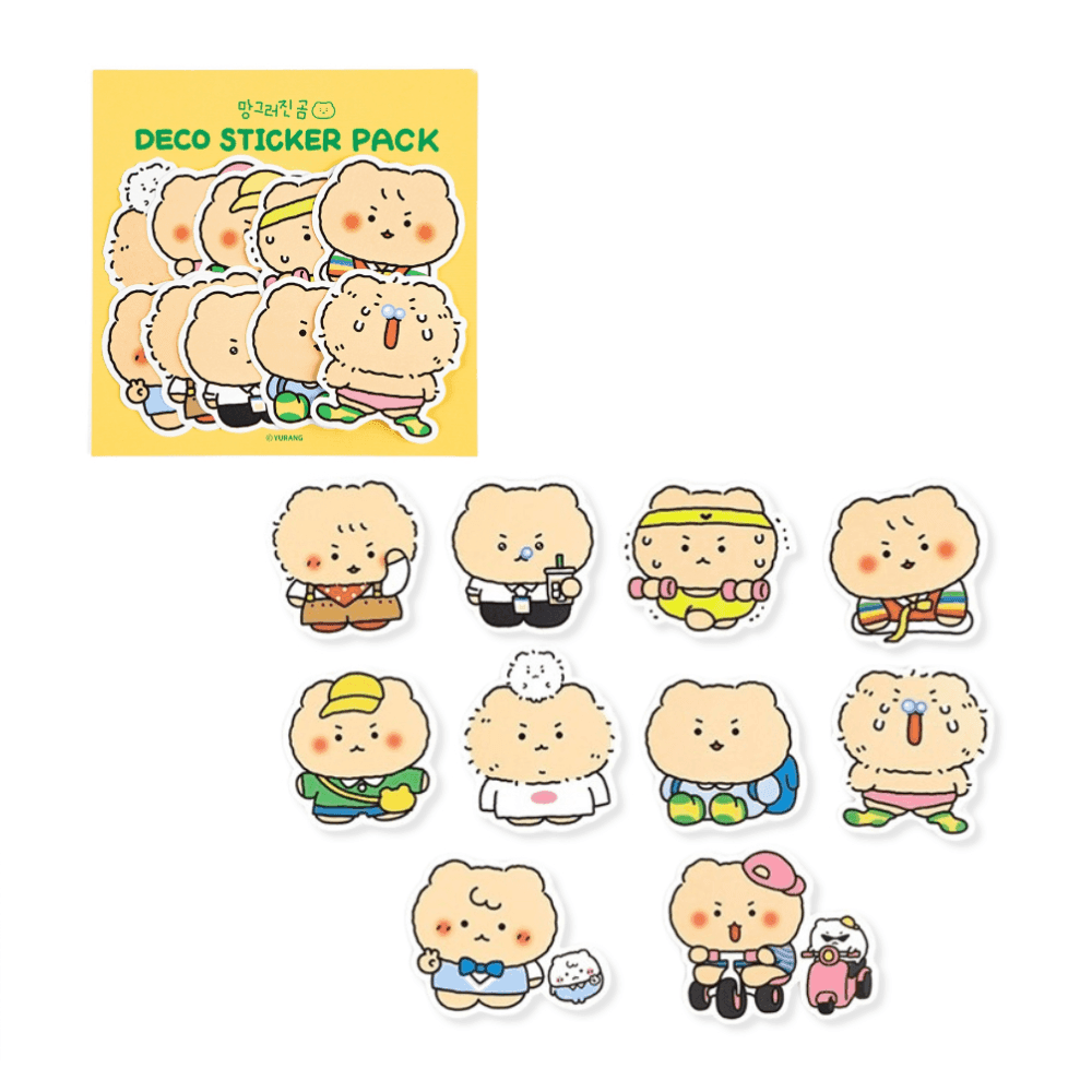 망그러진곰 굿즈 망곰이 リ무버ブル デコ ステッカー 팩 10枚入り 망곰이 デコステッカーパック