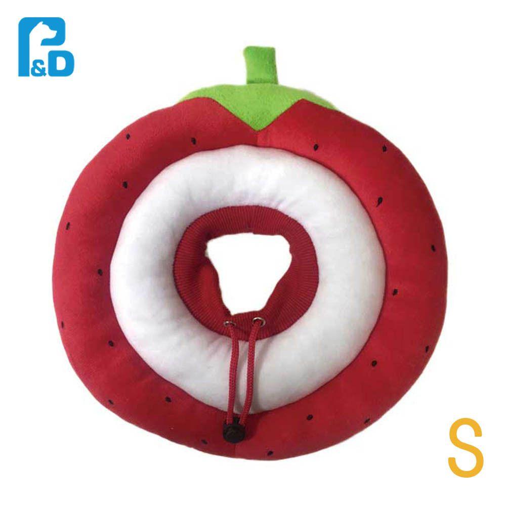 舐め防止 習慣トレーニング 犬用 エリザベスカラー イチゴ L