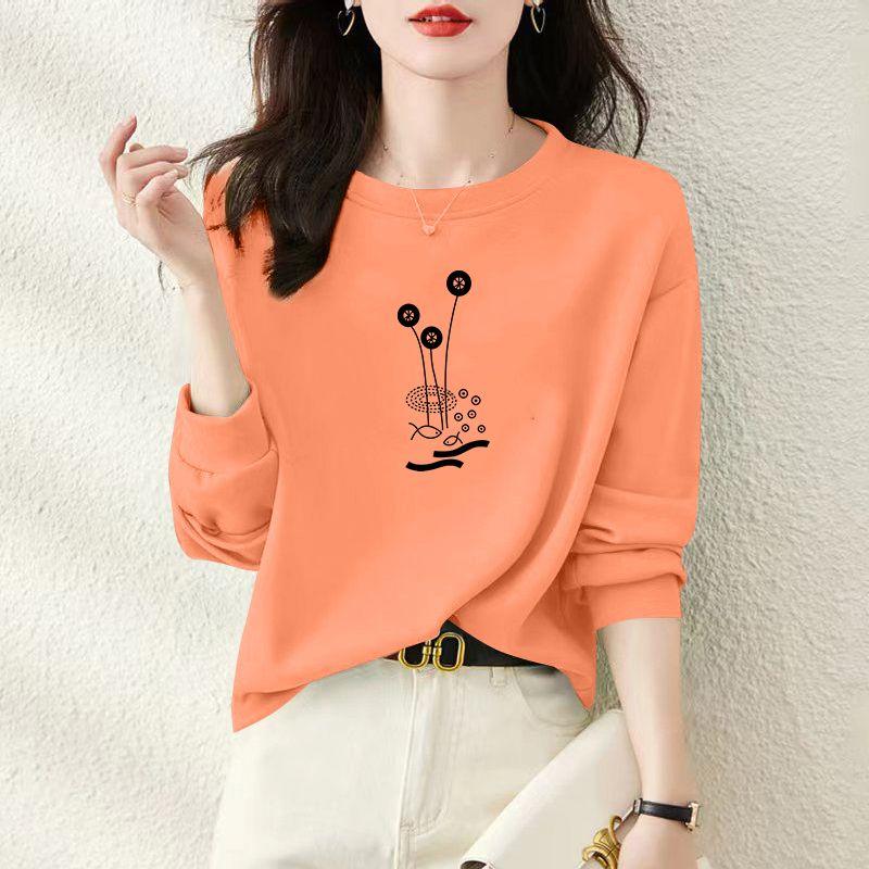 LUMORA レディース 春 長袖Tシャツ ラウンドネック ルーズフィット トレーニング カジュアル トップス X127Z