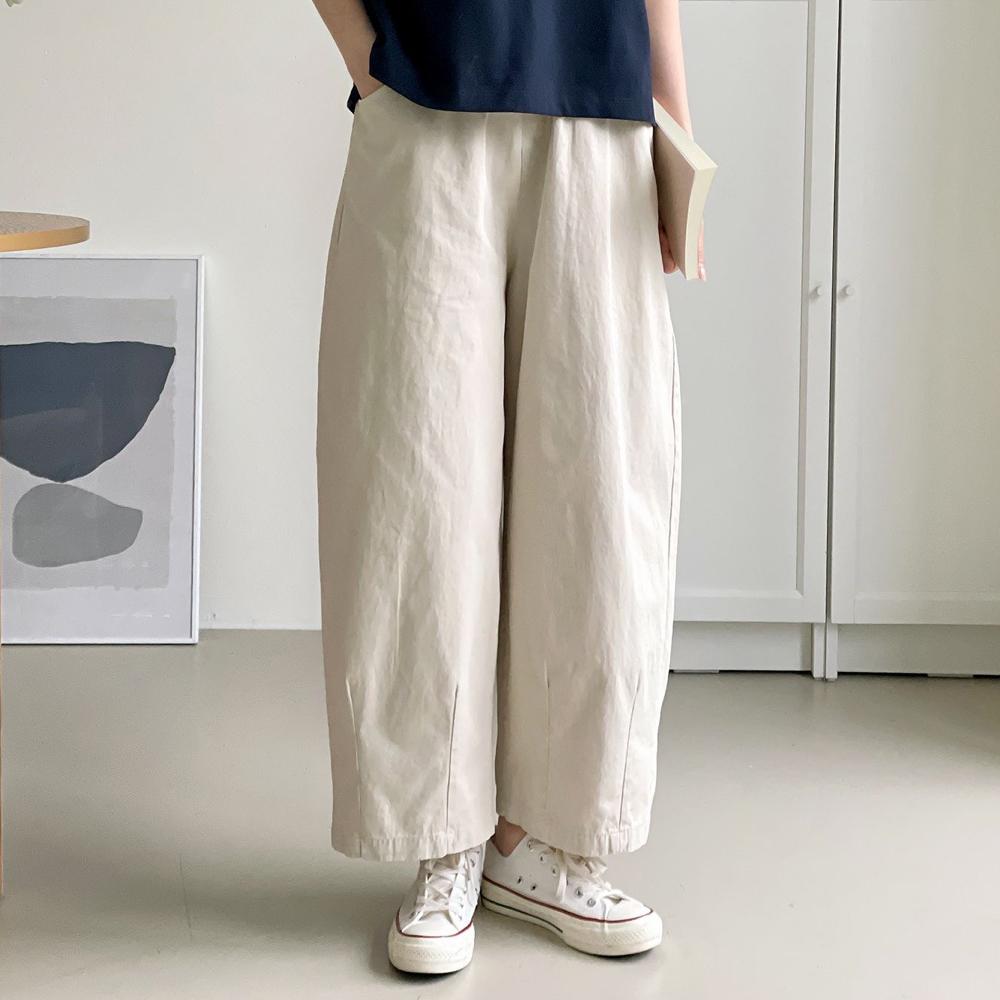 ミドルエイジ女性用 バギーパンツ バンド付き ワイド ゆったりパンツ アラジン風 コットンパンツ ウエストゴム ビッグサイズ 低身長さん用 ゆったり 壺型パンツ