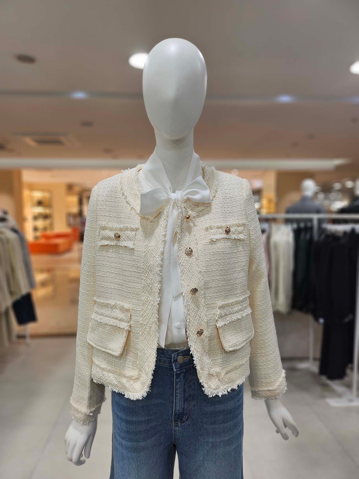 OLIVE des OLIVE フリンジ ラウンド ツイードジャケット YW6SJ611