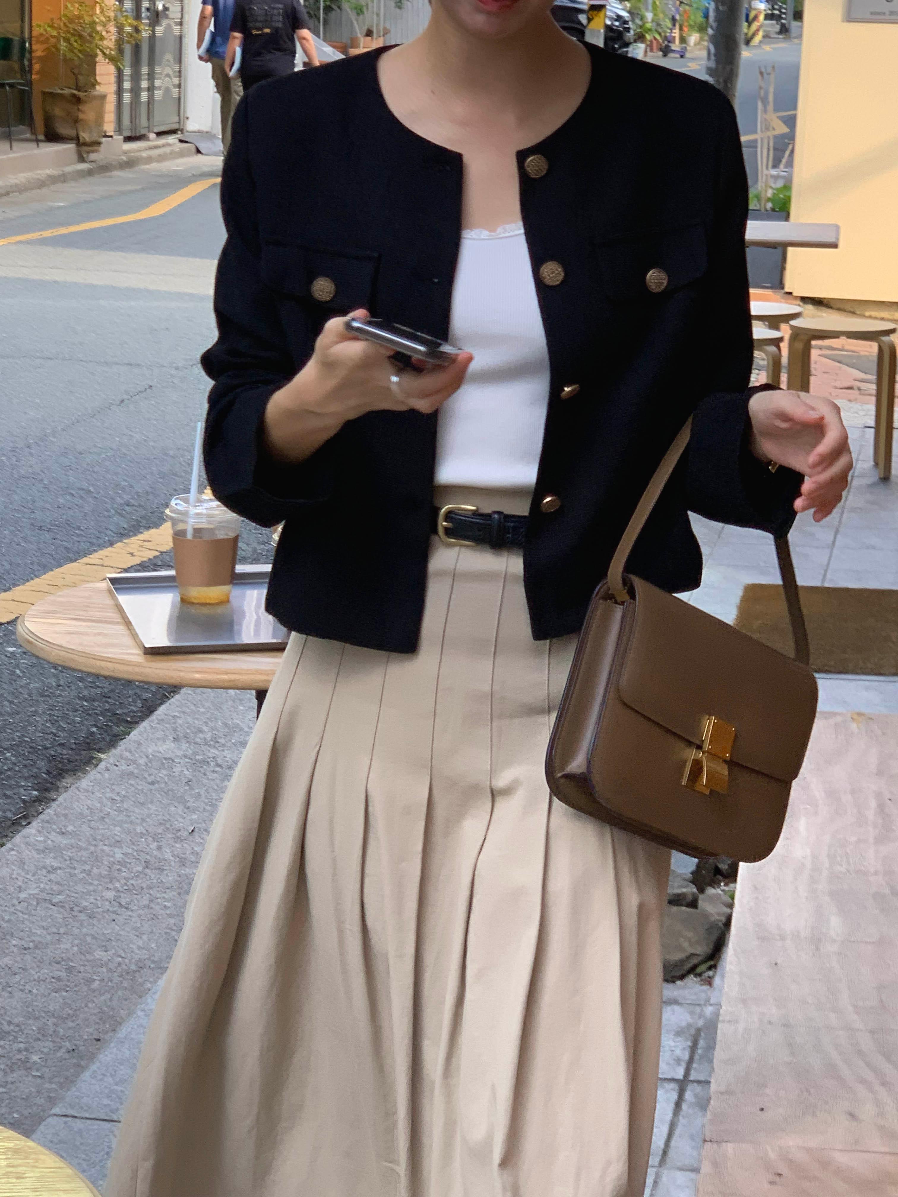 Looiusroom Haribo オフィス レディース ノーカラー 長袖 ツイードジャケット 結婚式 秋 季節の変わり目 パーティーゲストルック 66 77