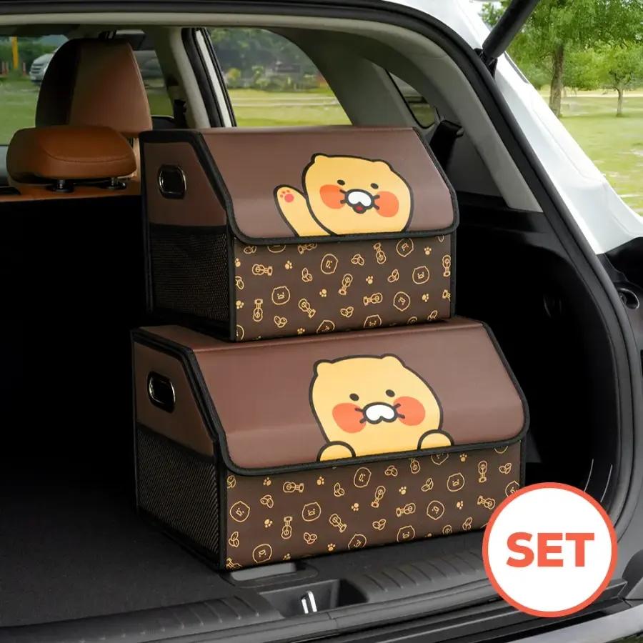 (小+大 SET) カ카오フレンズ チュンシク クリア 車載トランク収納ボックス トランク整理
