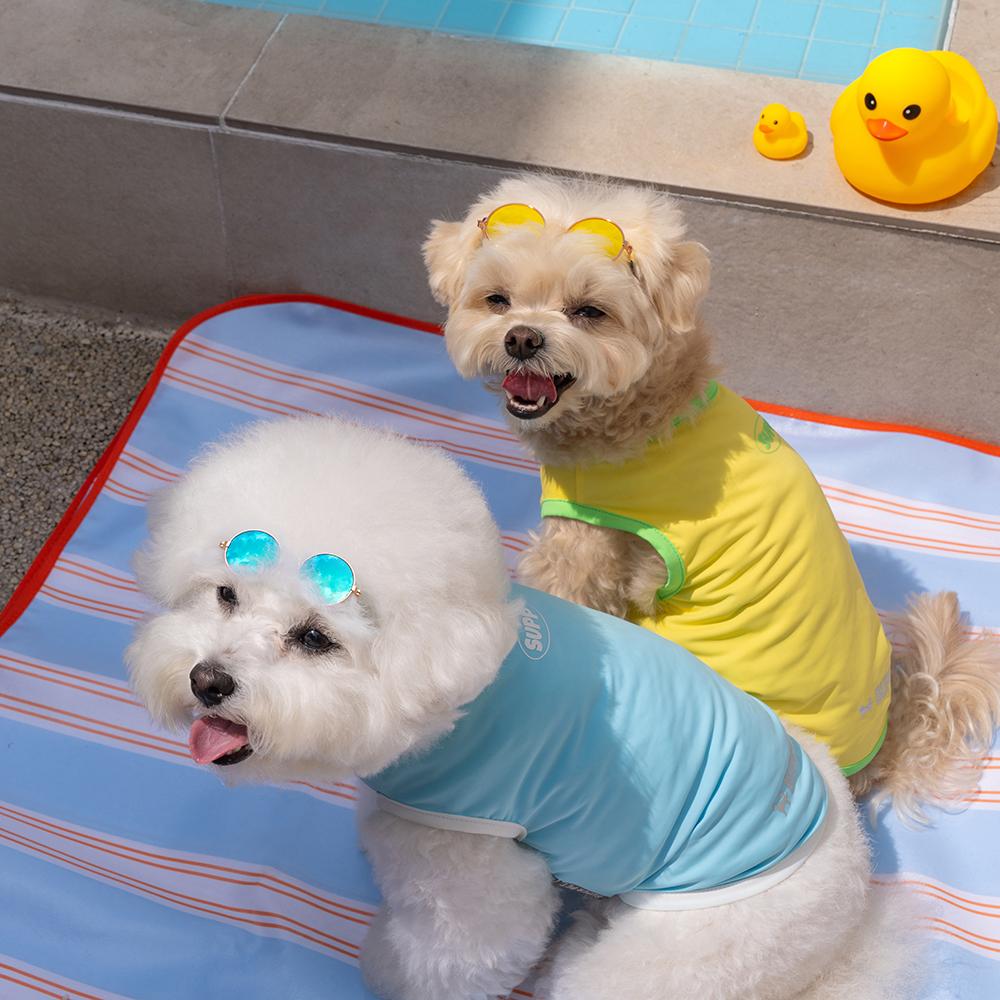 犬夏服 愛犬 タンクトップ クールTシャツ 大型犬 中型犬 クーリングベスト ブルー 2XL