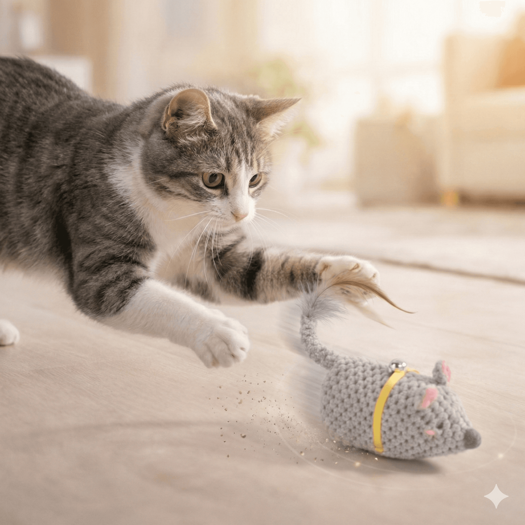 MAAH 猫 自動おもちゃ ねずみ型 ぬいぐるみ おもちゃ ハンティング ストレス解消