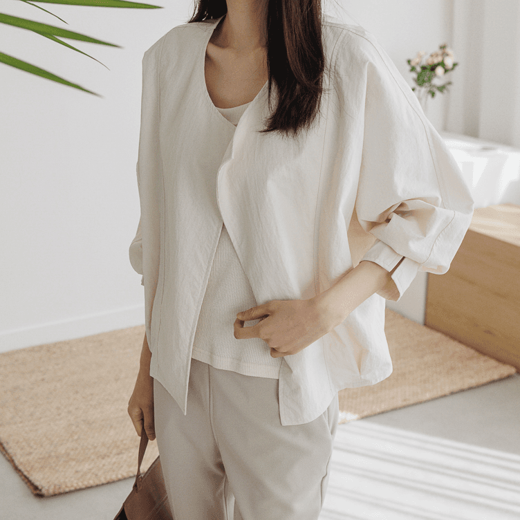 着回し力抜群 ウインドブレーカー 春 夏 ノーカラー レディース ジャケット