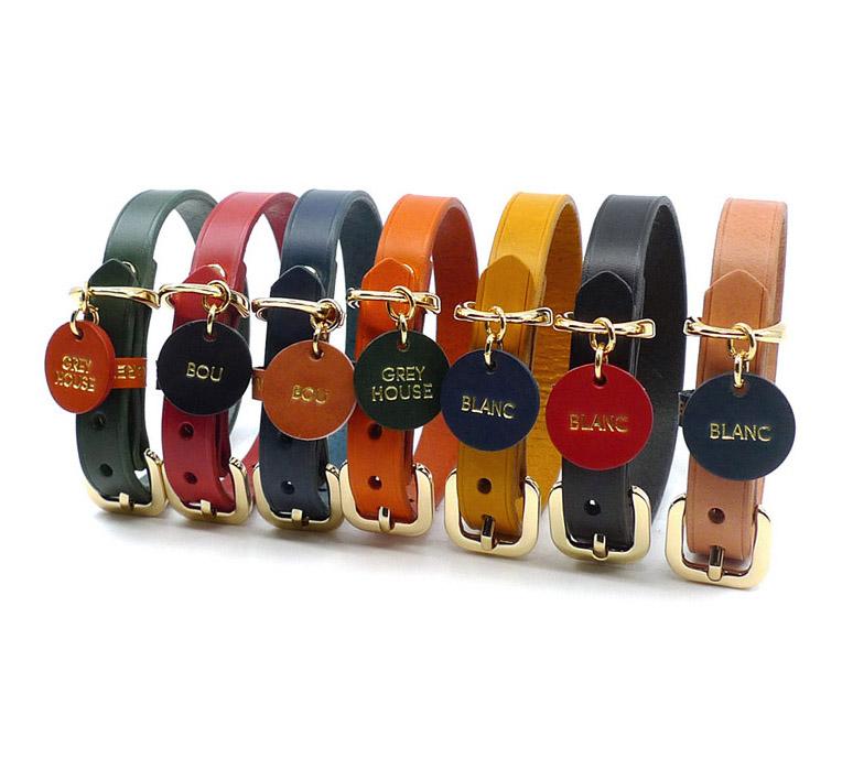 マカロン 犬用レザー首輪 小型 グリーン