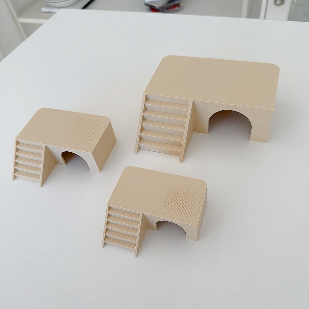 階段 隠れ家 Mサイズ クレトカゲ 隠れ家 3D爬虫類 クレスティッドゲッコー 飼育ケージ装飾 ピグミーハムスター