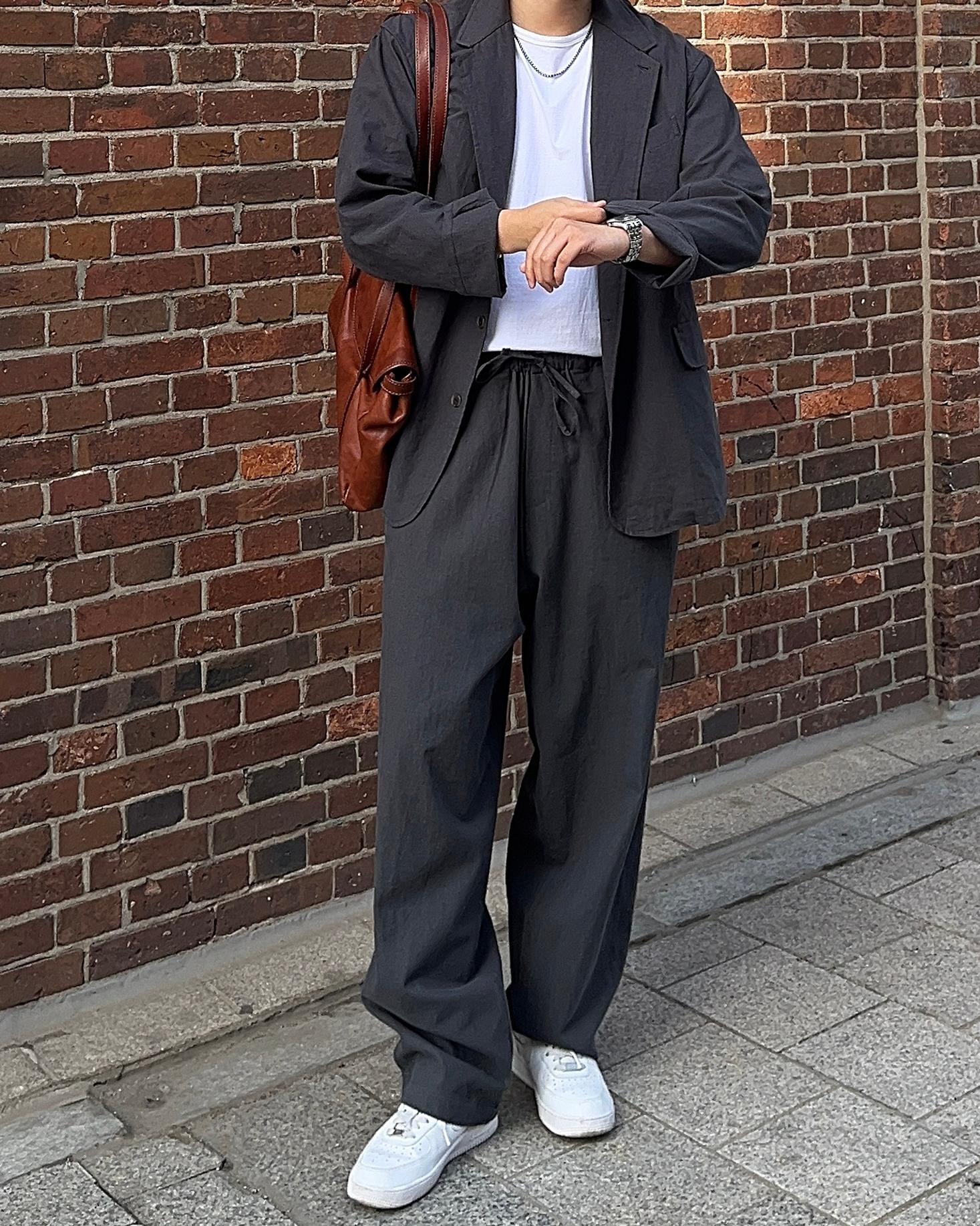 020 リネン スーツ オーバーフィット セットアップ メンズ夏スーツ 結婚式ゲストルック 男性 ワイド バンド カジュアル