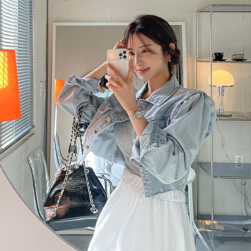 レディース 春 カット ショート デニム ジャケット