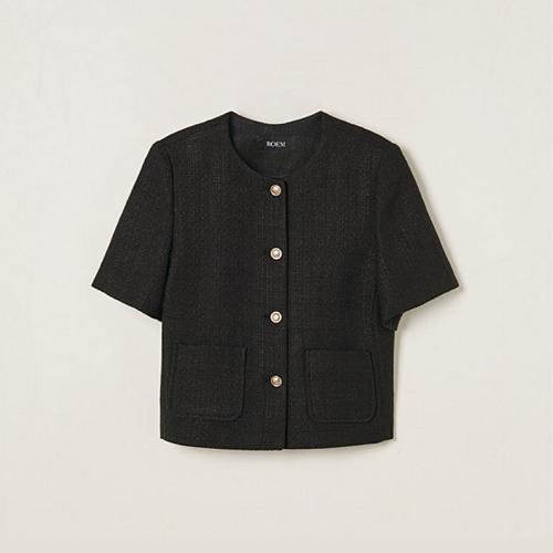 로엠 ラウンド ツイード 半袖 ジャケット RMJKF25S99
