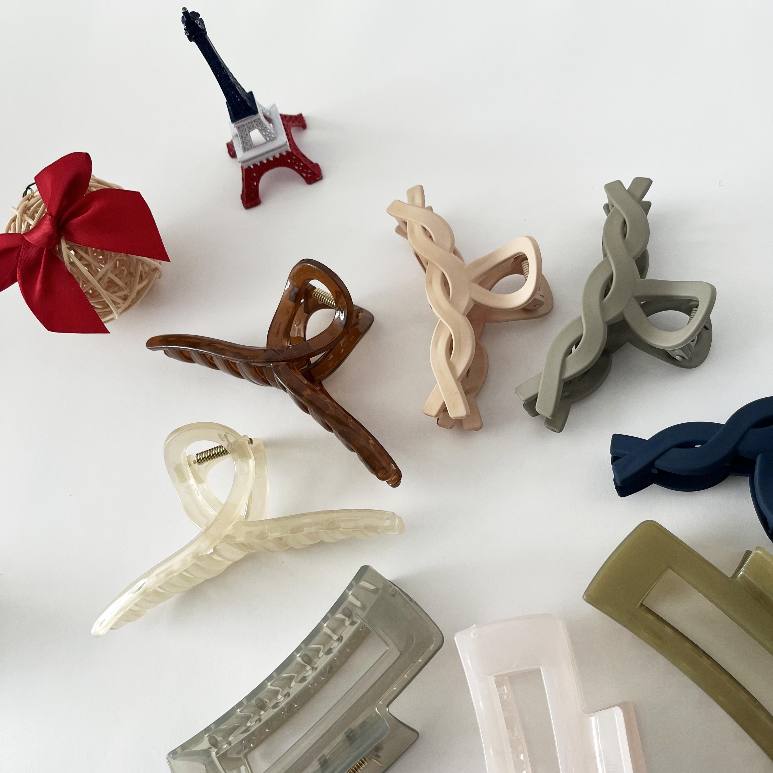 デイリーヘアクリップ 2個 ロングヘアアップスタイル 髪量が多くても可能なすっきりクリップ 3種カラーランダム