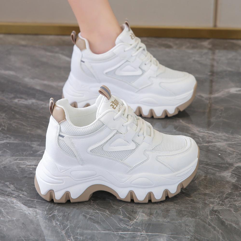 厚底歩きやすい厚底スニーカー ダッドスニーカー スタンディングコンサート白メッシュスニーカー ダッドシューズ スタンディングシューズ ランニングシューズ