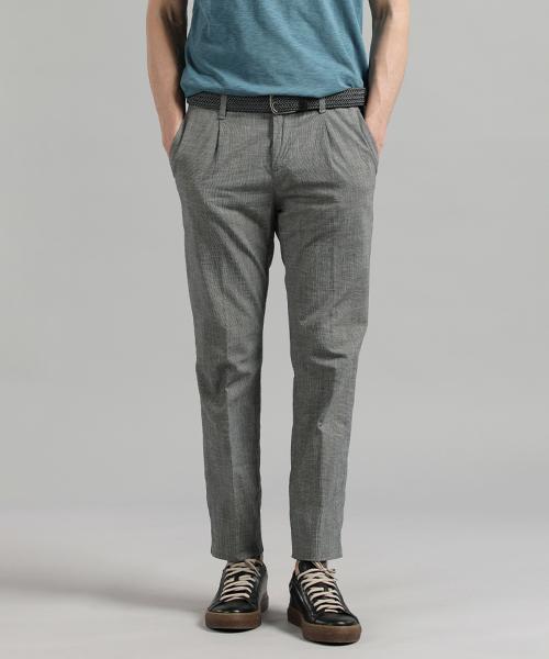 [PANI CALLE] グレーマイクロパターンコットン混紡パンツ F-GCPT03-GR