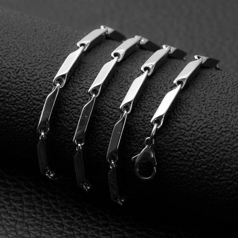 サージカルステンレス ツイスト バンブーチェーン メンズネックレス 2個セット