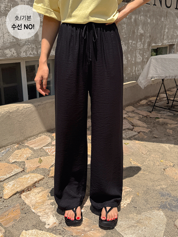 [1万枚突破/+丈追加+] サマーリンクルバンディングワイドパンツ