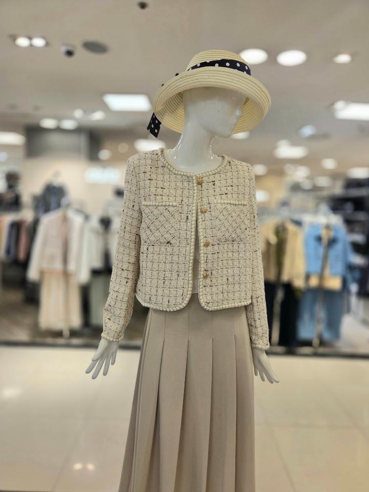 OLIVE DES OLIVE ポケット 金糸 配色 ツイード ジャケット YW6SJ612