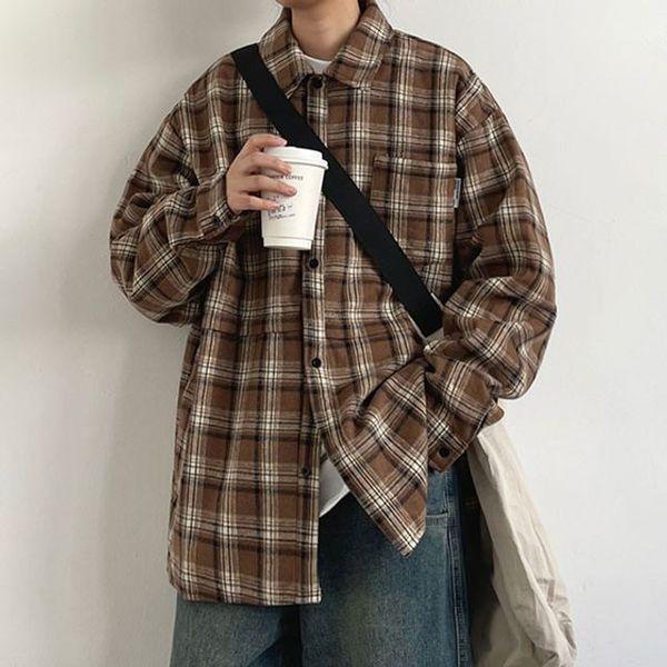 (HS라이프)シャツ 長袖 メンズ カジュアル デートルック チェック ルーズフィット