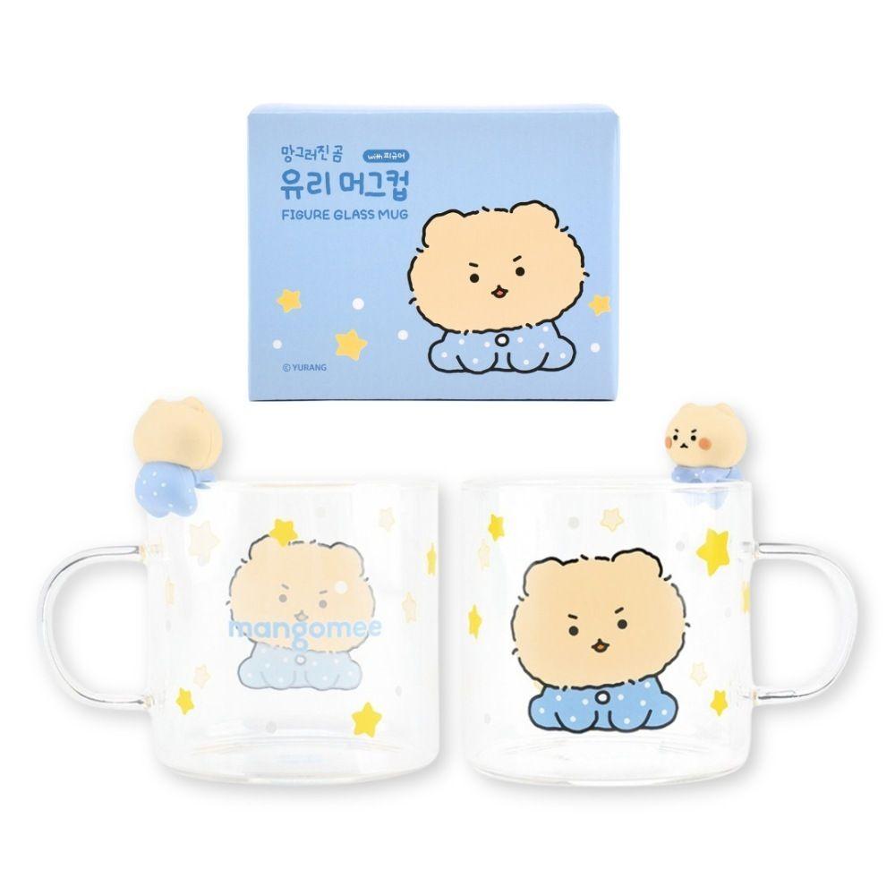 망그러진곰 굿즈 망곰이 피규어 유리 머그컵 450ml