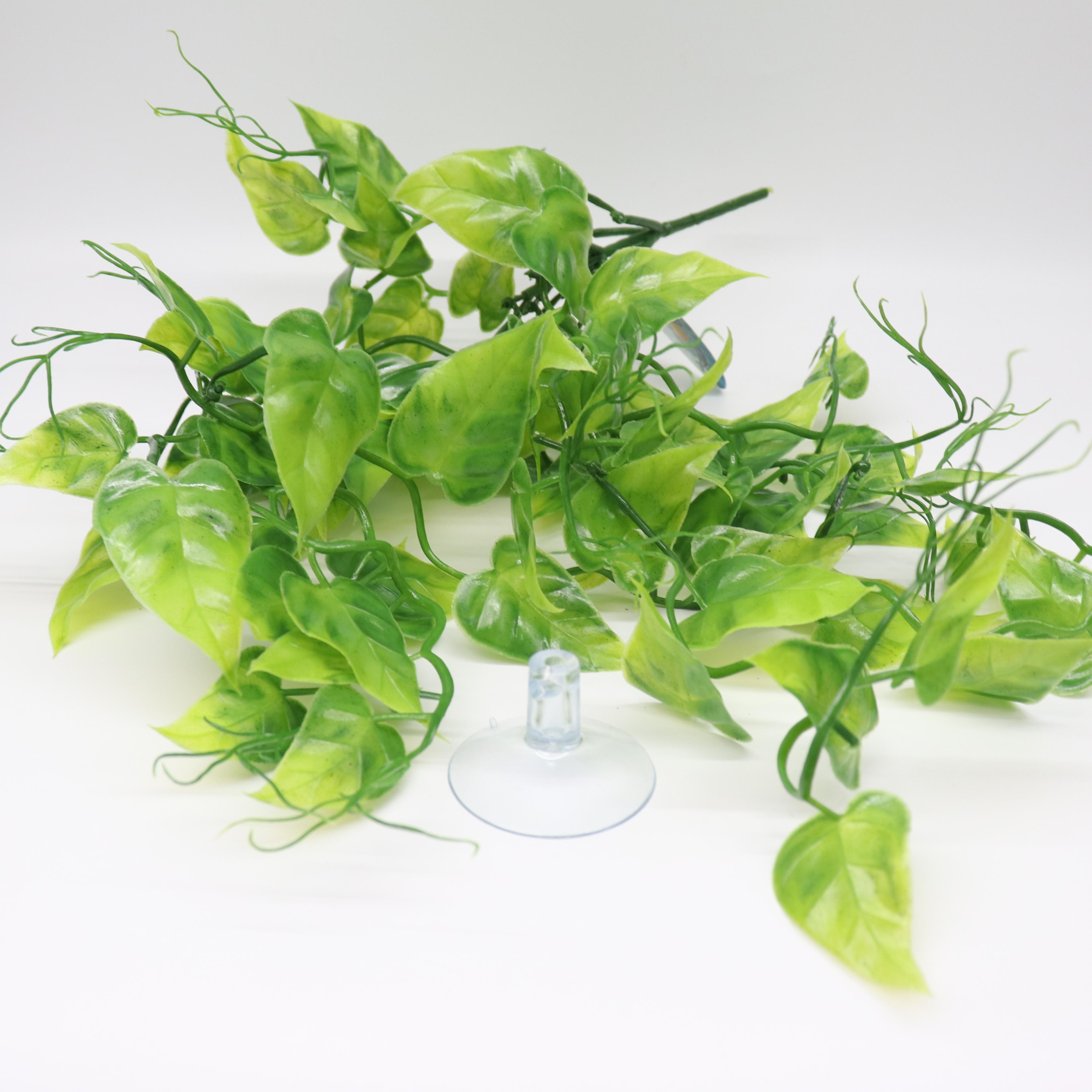 人工植物束 ポトス 葉 キューバン 吸着式 爬虫類 隠れ家 飼育ケージ 飼育ケージ装飾 テラリウム