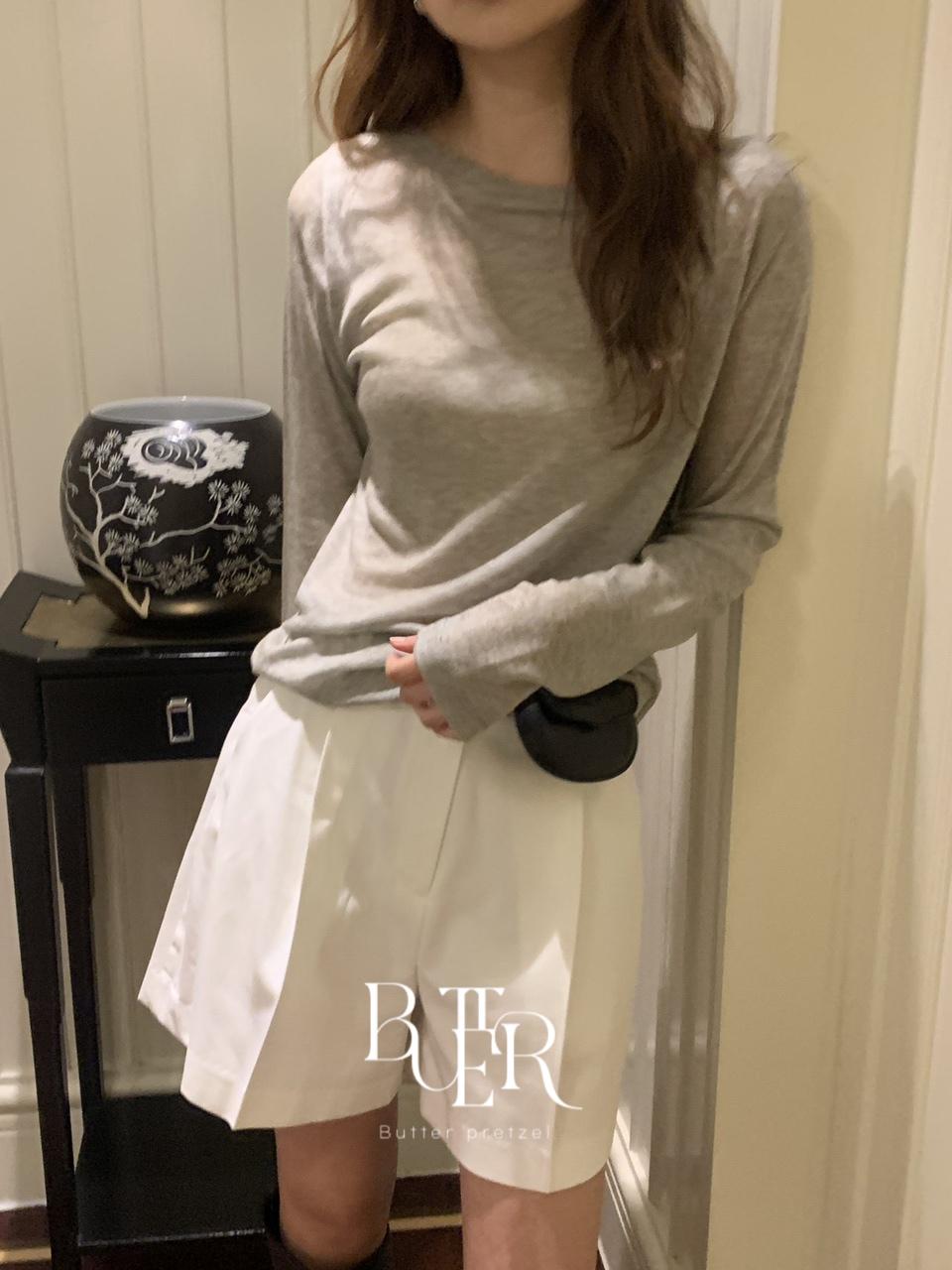 (再入荷) VERBENA BAY (バーベインベイ) ウールテンセル ボートネック Tシャツ 長袖 華奢見え インナー Tシャツ 3color