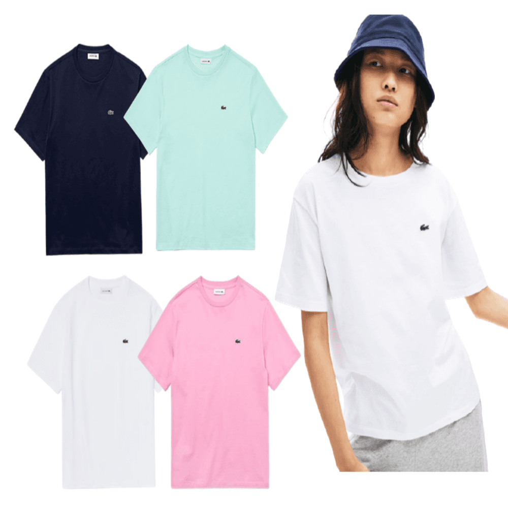 LACOSTE (ラコステ) Tシャツ コットン クルーネック Tシャツ 夏用 レディース デイリールック ロゴ トップス