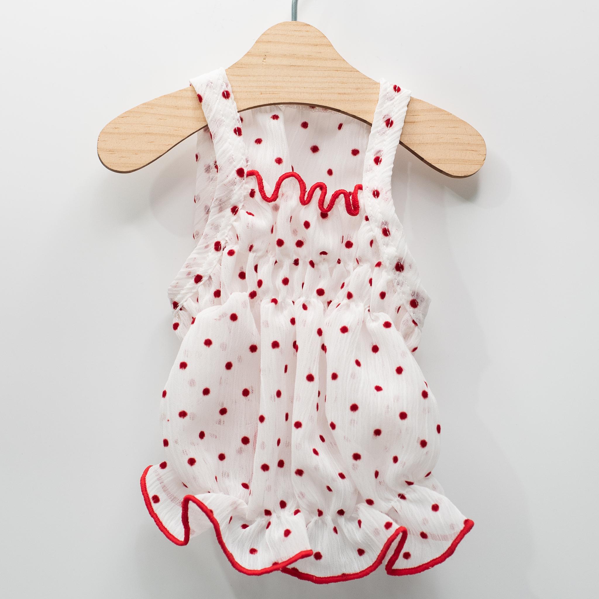 犬服 夏 ストラップ タンクトップ 水玉 クロップ S