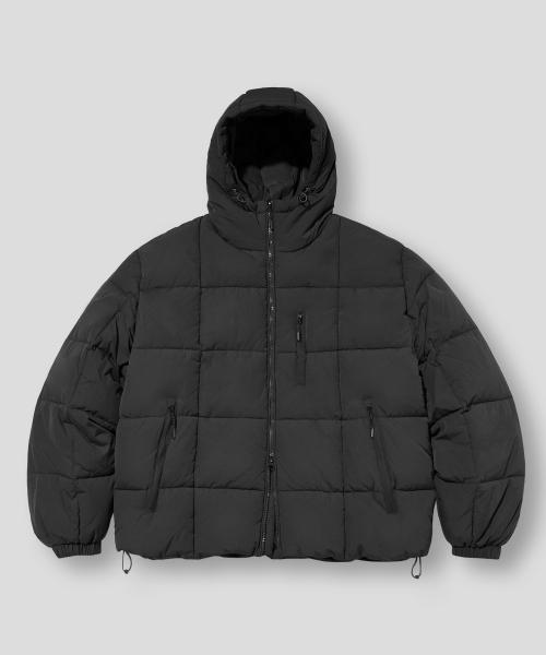 [필루미네이트] 그리드 퀼팅 후드 패딩-블랙 3244PD400719