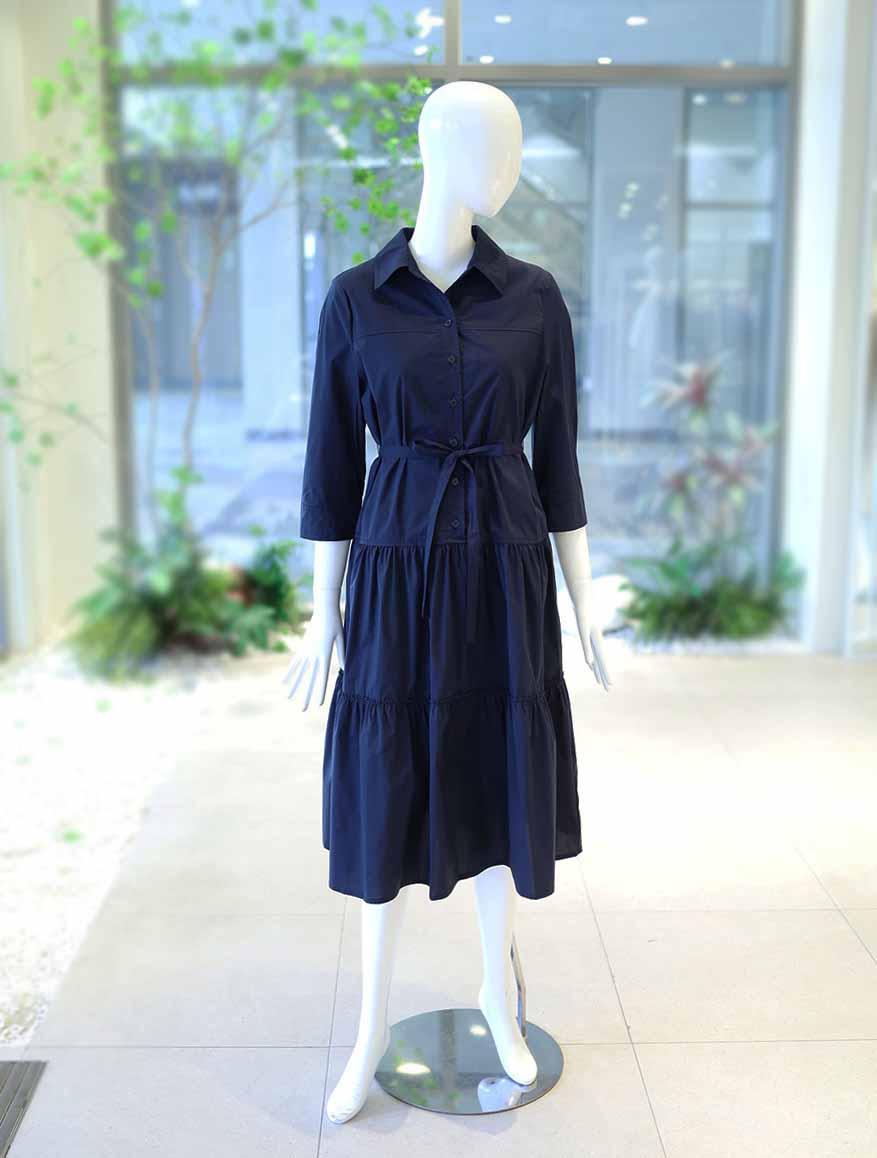 올리브데올리브 카라넥 벨티드 A라인 티어드 플레어 롱 원피스 YY6SOD04