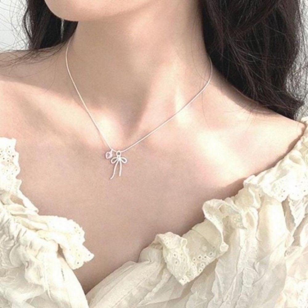 個性的なギフト ハートモチーフ チェーンネックレス ピンクカラー レディースアクセサリー