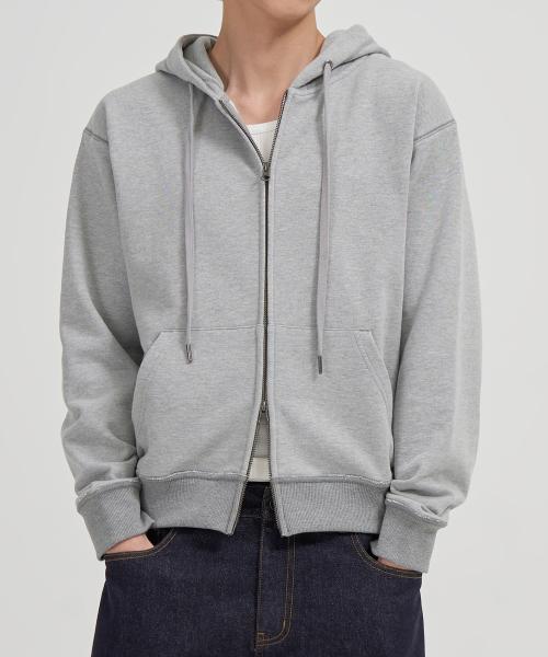 [토피] セミ クロップ フーディー ジップアップ (MELANGE GREY) T6S-SCHZU04MG