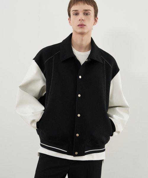 [드로우핏] ウール スタジアム ライン ジャケット DFJK3105BK