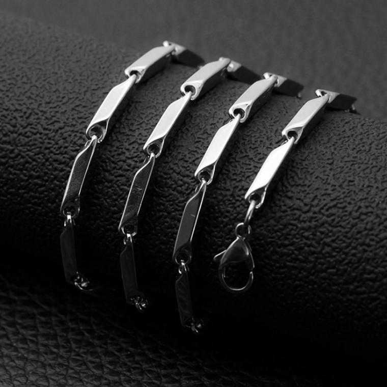 써지컬스틸 트위스트 대나무체인 남자목걸이 2개 세트  2mmX50cm(c)