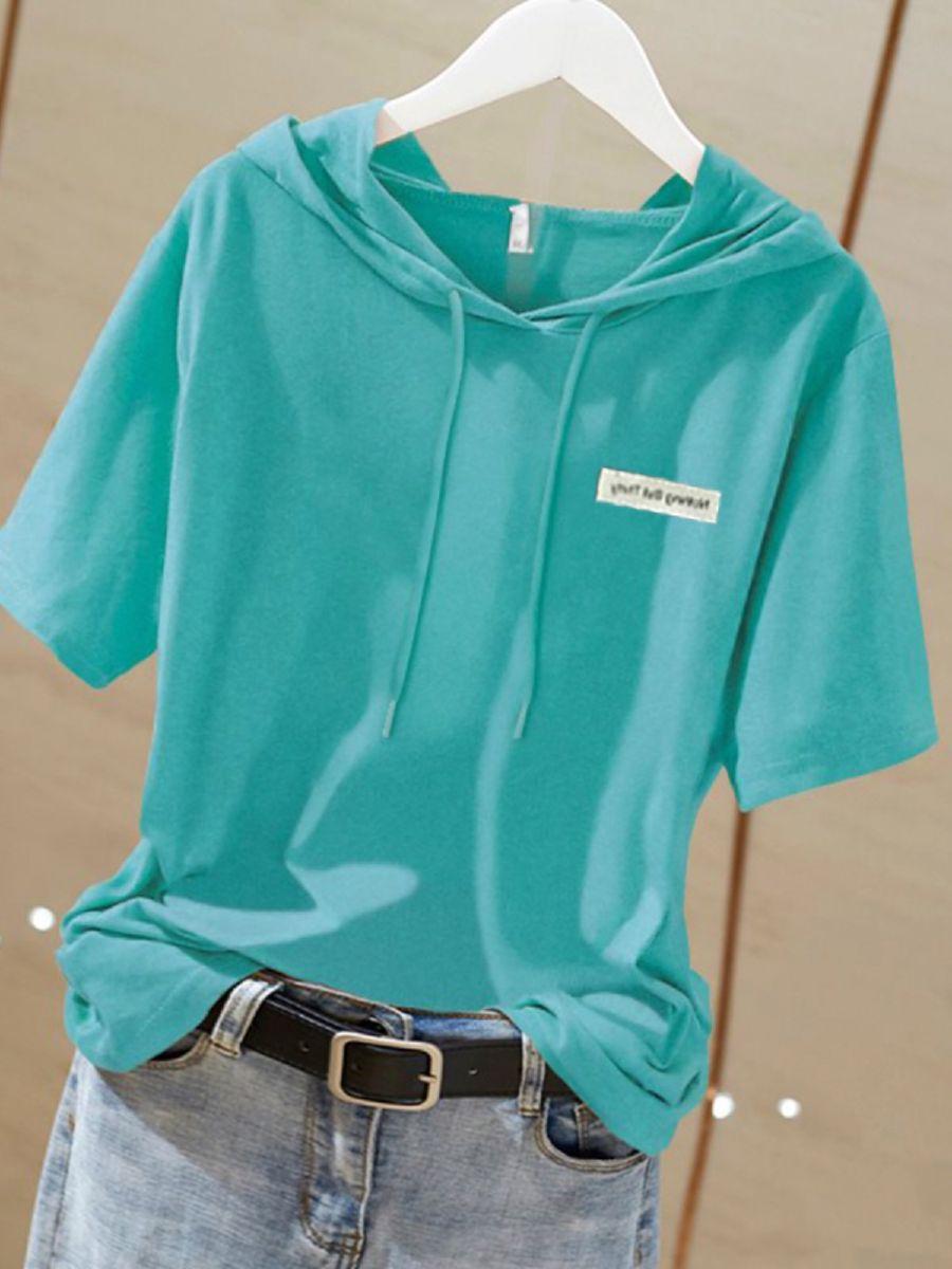 トップス レディース フード 半袖Tシャツ レイヤード コットン デイリー 5分袖 ルーズフィット 快適 通気性 薄手