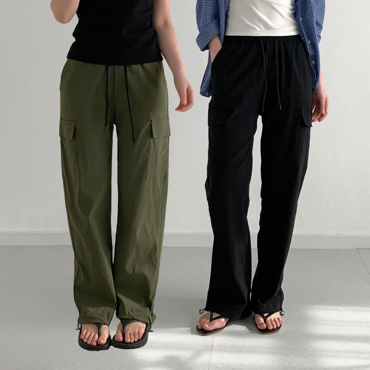 ワイドカーゴパンツ ナイロンカーゴ 裏起毛 ストリング シャカシャカ アノラック パンツ