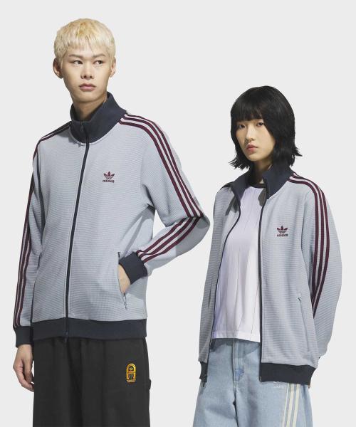 [ADIDAS（アディダス）] ワッフルニット トラックトップ - ライトグレー:マルーン / KB8953 KB8953