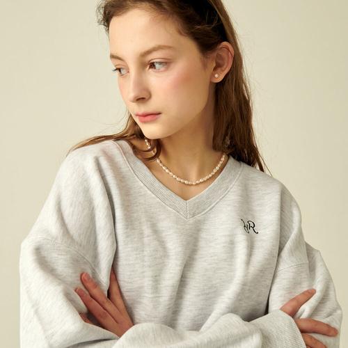 [론론] V NECK CROP SWEATSHIRT (10color)