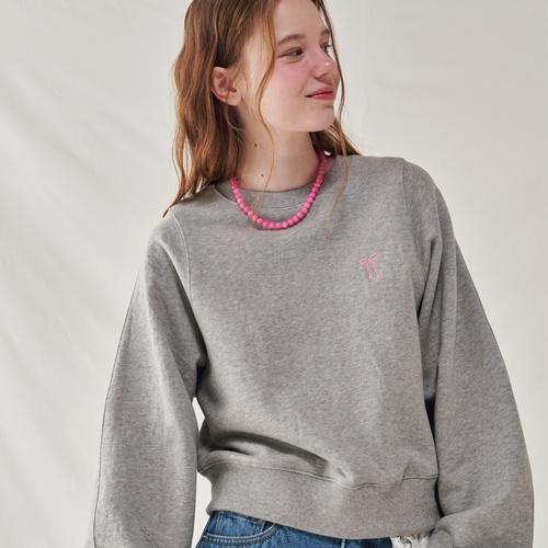 [론론] VOLUME SLEEVE RIBBON SWEATSHIRT GREY