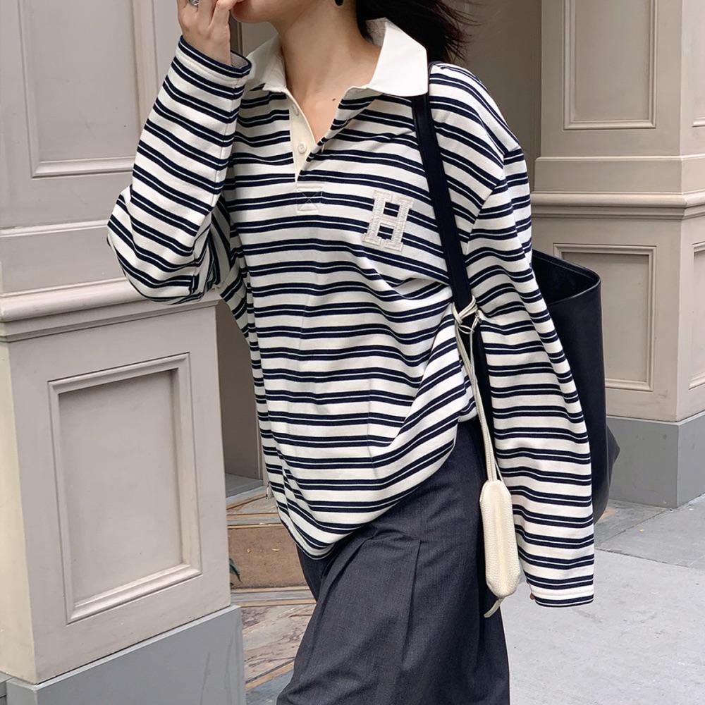 [헤이그] a stripe rugby t-sh (navy)