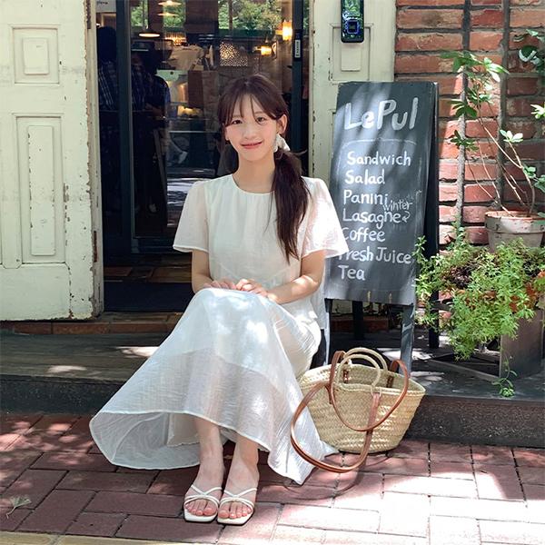 [Super Special Price] Round Neck Two-Piece Short-Sleeve Flare Long One-Piece Dress op16120