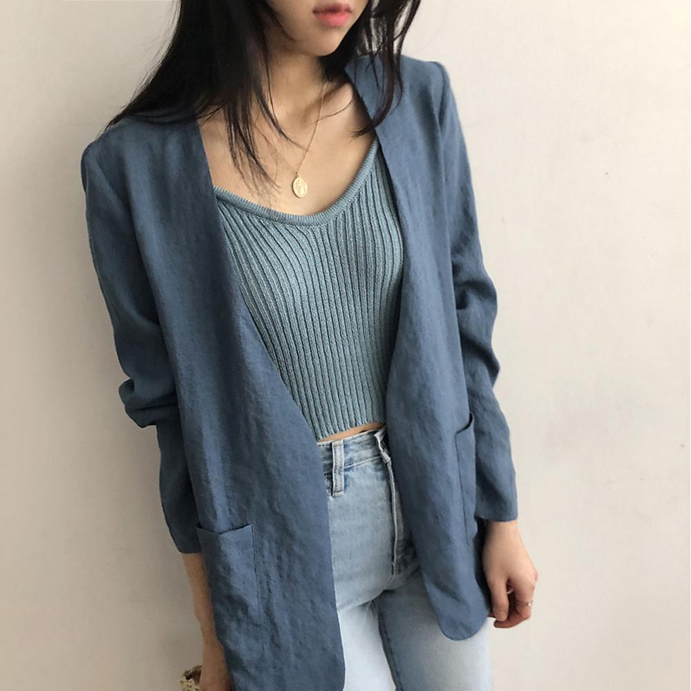 Simple is Best リネンジャケット ママジャケット ノーカラージャケット 夏ジャケット オフィスルック