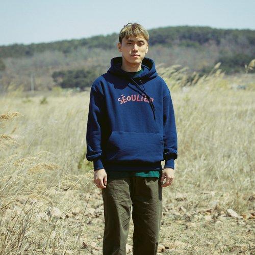 [SÉOULIEN] SÉOULIEN logo hoodie [NAVY] hood5